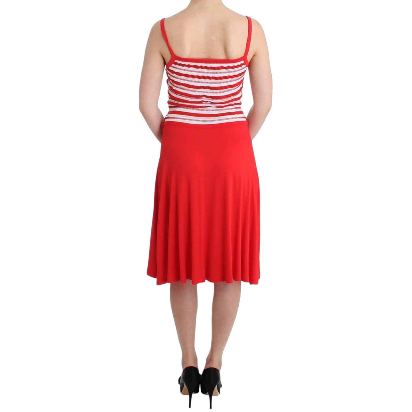 Roccobarocco Red striped jersey A-line dress