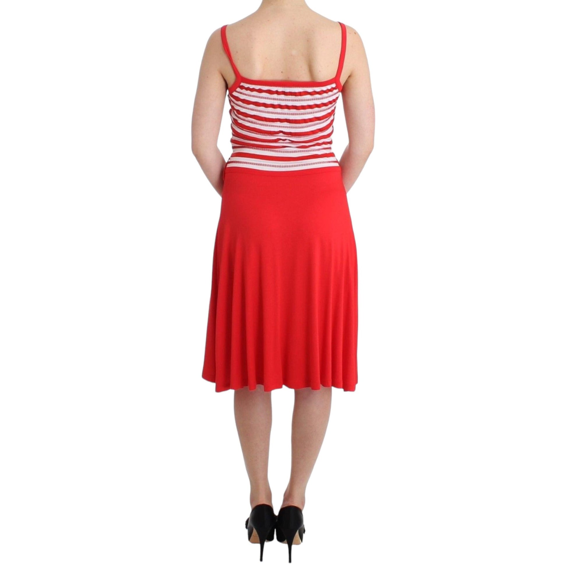 Roccobarocco Red striped jersey A-line dress