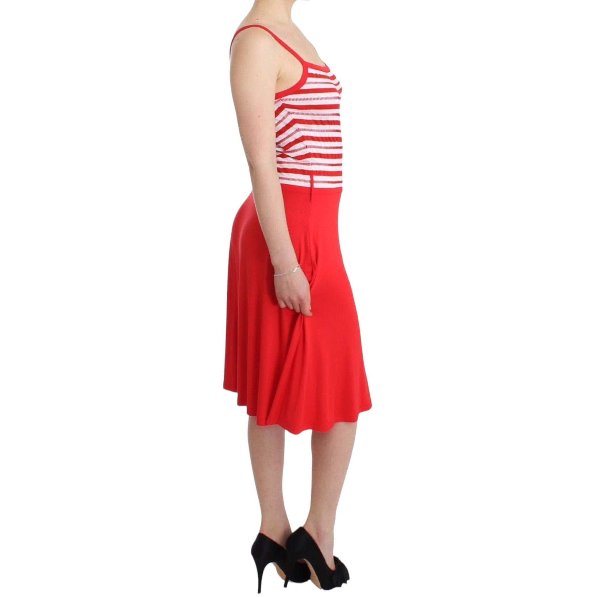 Roccobarocco Red striped jersey A-line dress