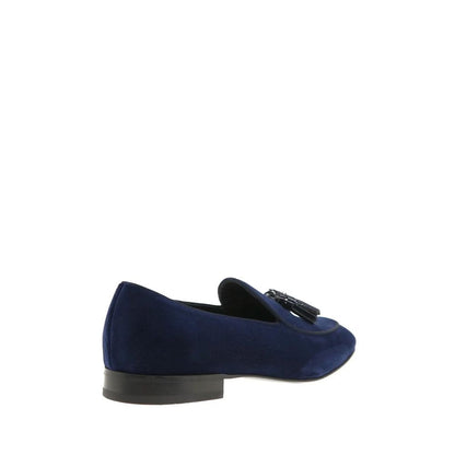 Salvatore Ferragamo Blue Leather Slip-On Loafers