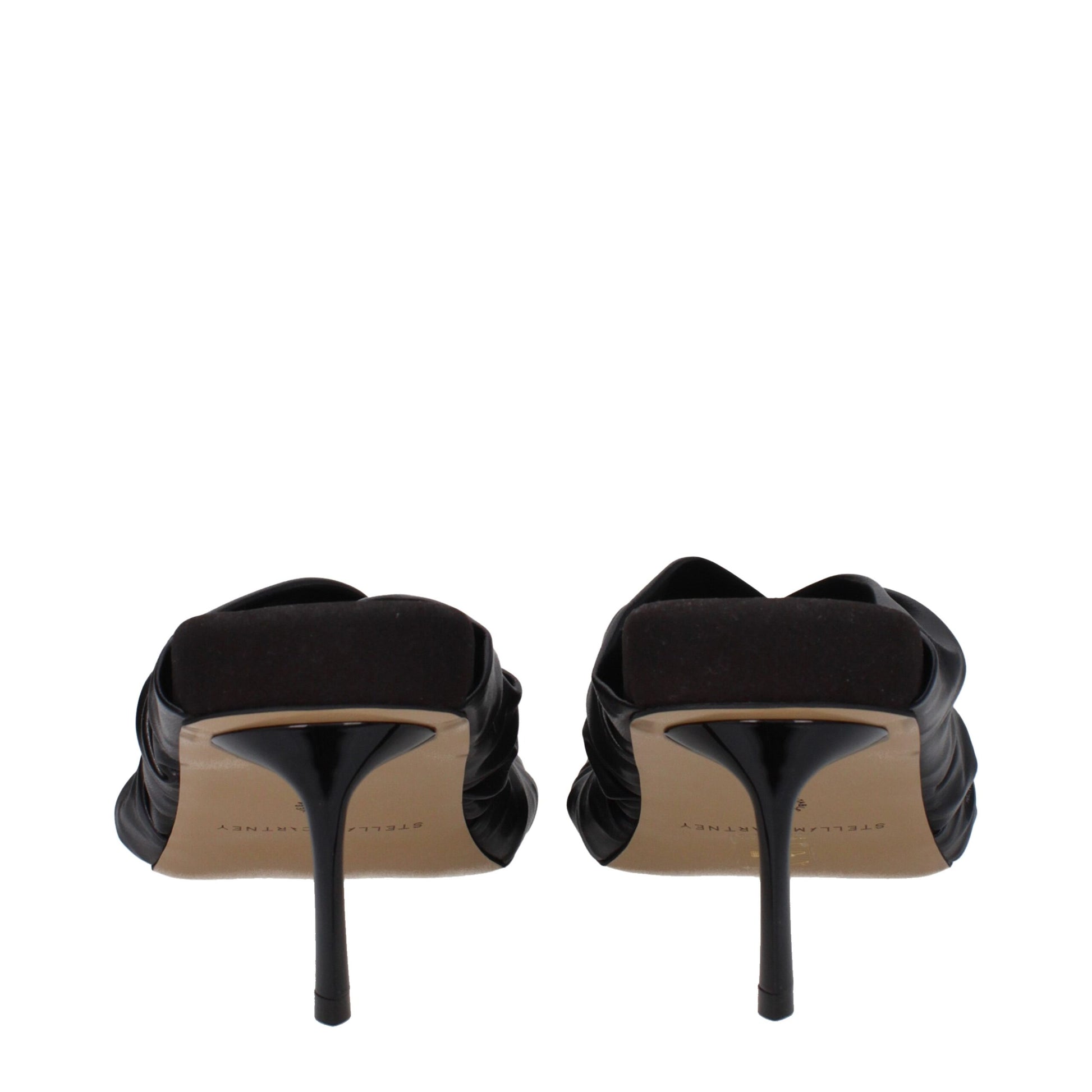 Stella McCartney Black Leather Stiletto Heels Sandals
