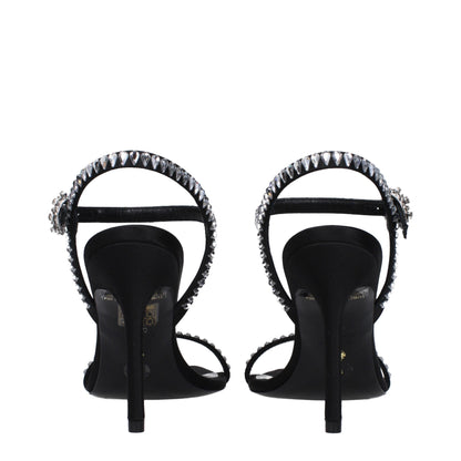 Stuart Weitzman Black Satin Stiletto Heels Sandals