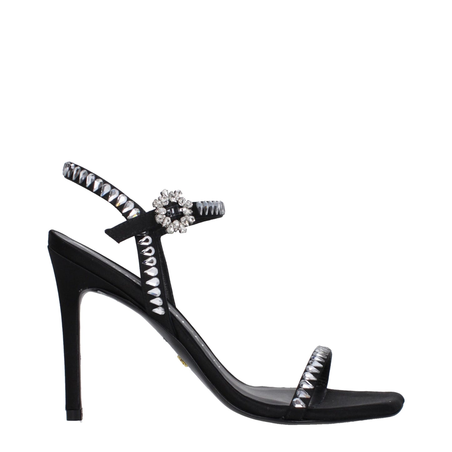 Stuart Weitzman Black Satin Stiletto Heels Sandals