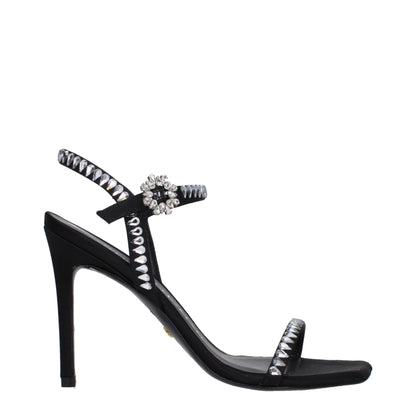 Stuart Weitzman Black Satin Stiletto Heels Sandals