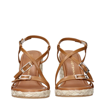 Stuart Weitzman Brown Leather Wedges Sandals