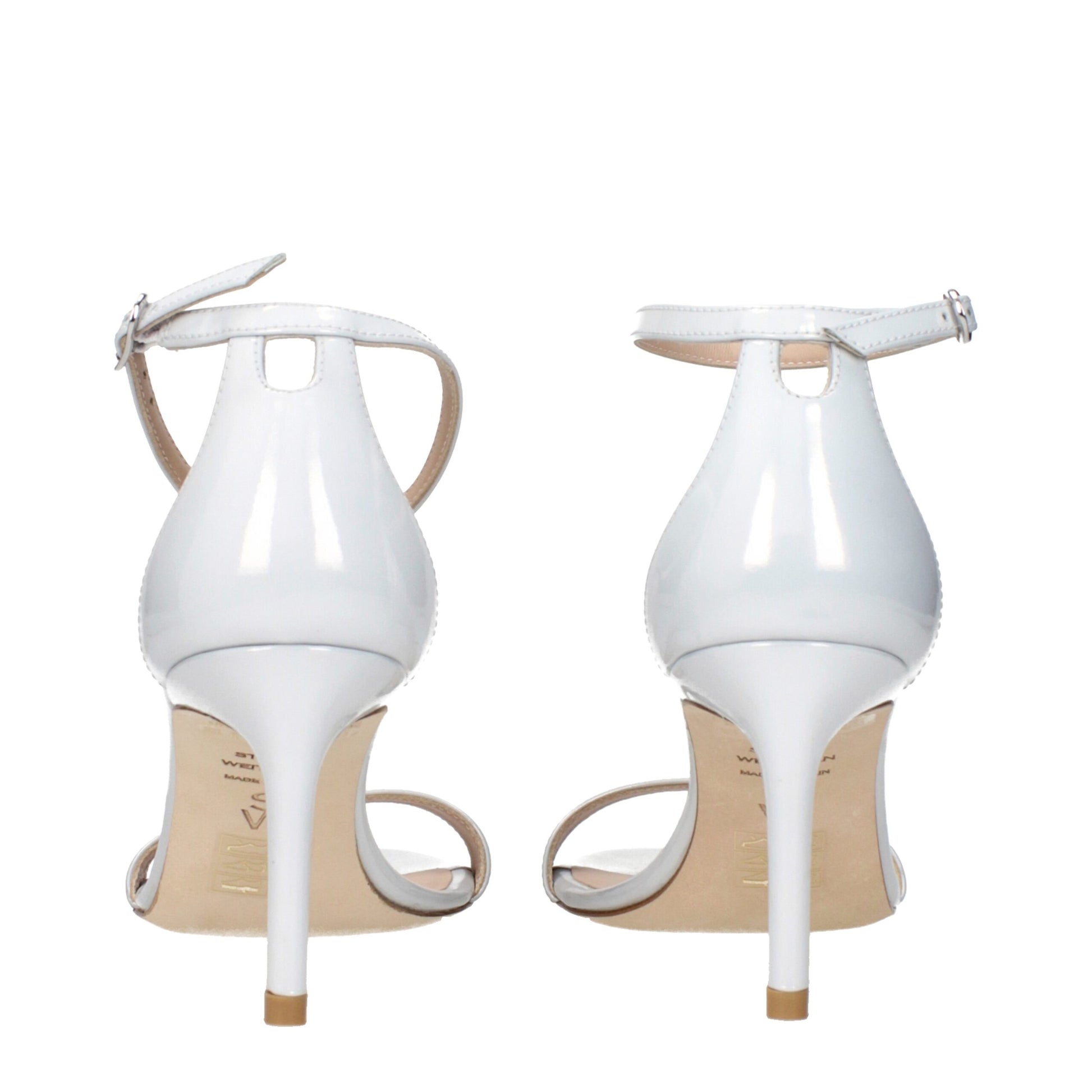 Stuart Weitzman White Leather Stiletto Heels Sandals