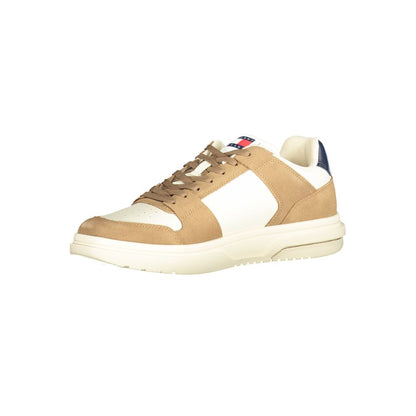 Tommy Hilfiger Beige Leather Men Sneakers
