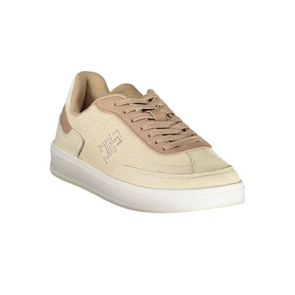Tommy Hilfiger Beige Leather Women Sneakers