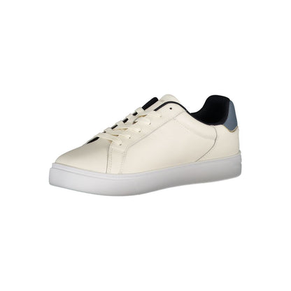 Tommy Hilfiger Beige Leather Women Sneakers