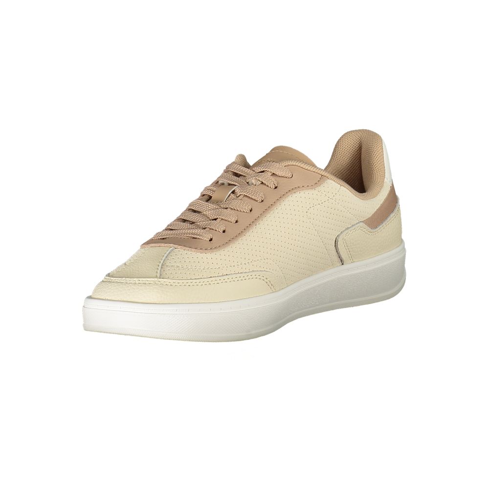 Tommy Hilfiger Beige Leather Women Sneakers