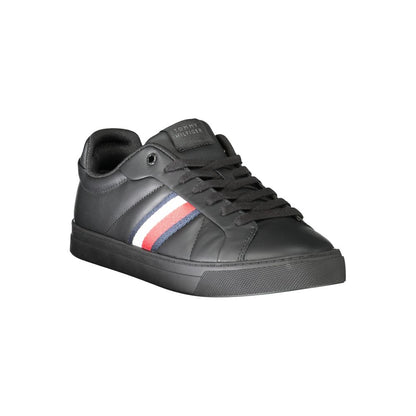 Tommy Hilfiger Black Leather Men Sneakers