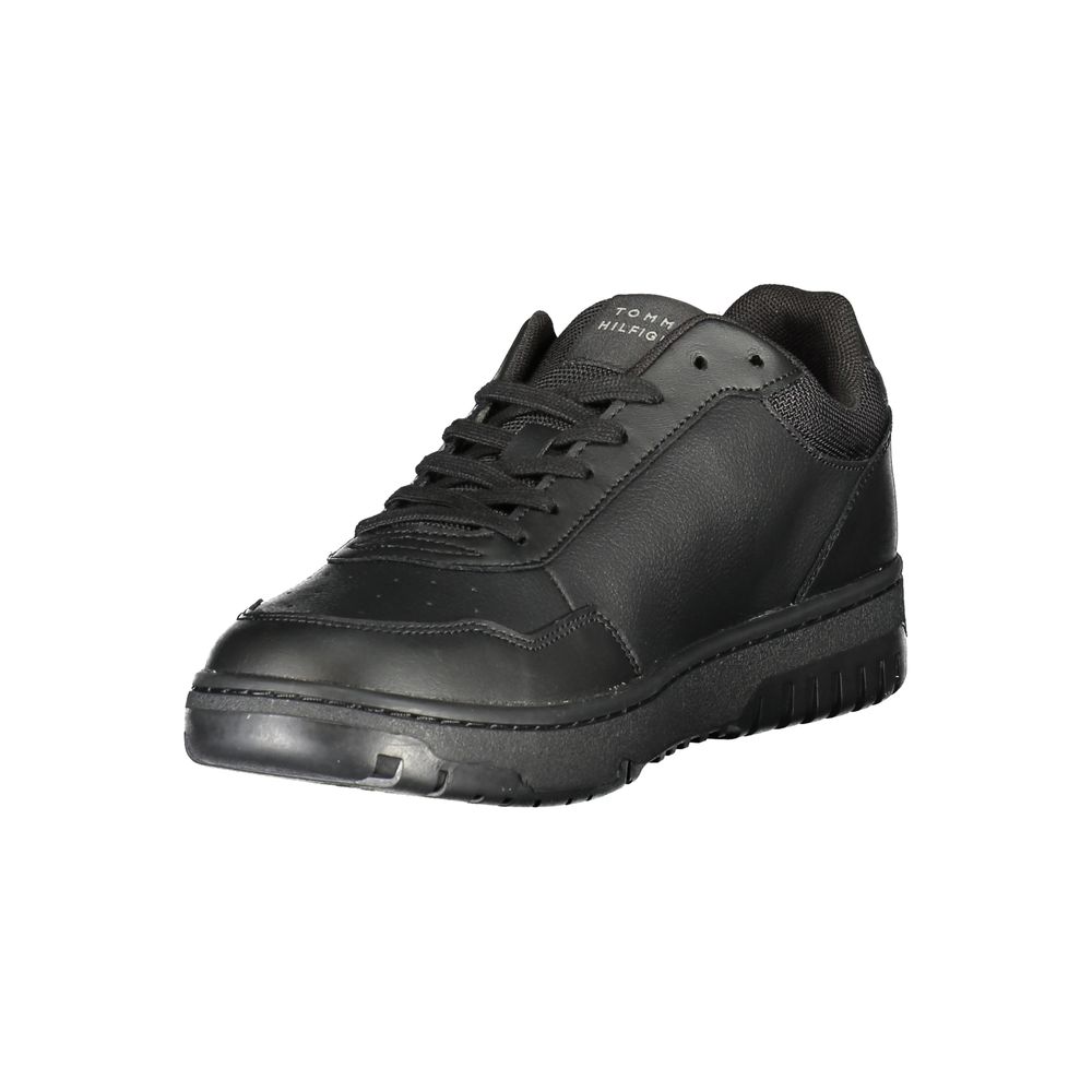 Tommy Hilfiger Black Leather Men Sneakers