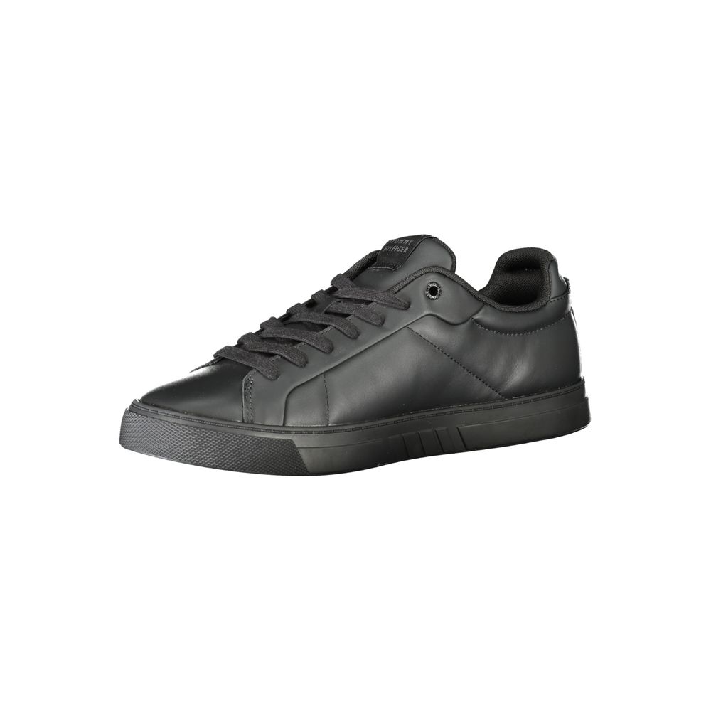 Tommy Hilfiger Black Leather Men Sneakers