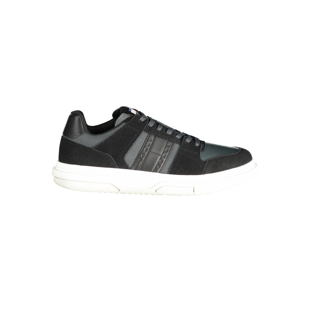 Tommy Hilfiger Black Leather Men Sneakers
