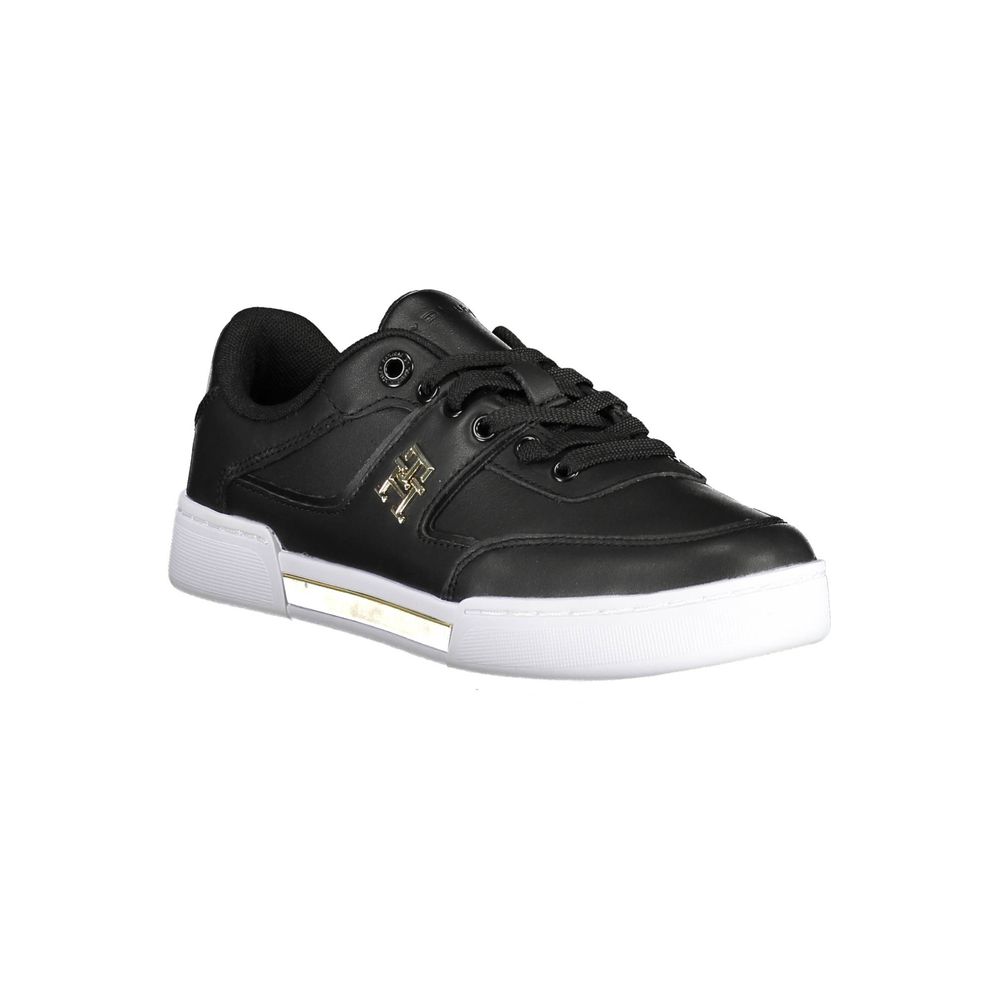 Tommy Hilfiger Black Leather Women Sneakers