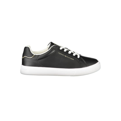 Tommy Hilfiger Black Leather Women Sneakers