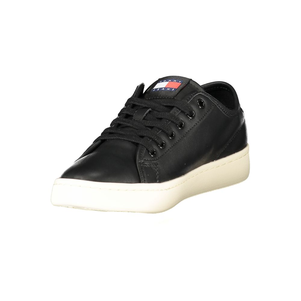 Tommy Hilfiger Black Leather Women's Sneakers