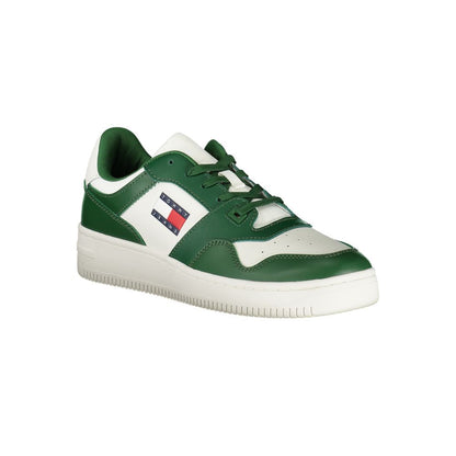 Tommy Hilfiger Green Leather Men Sneakers