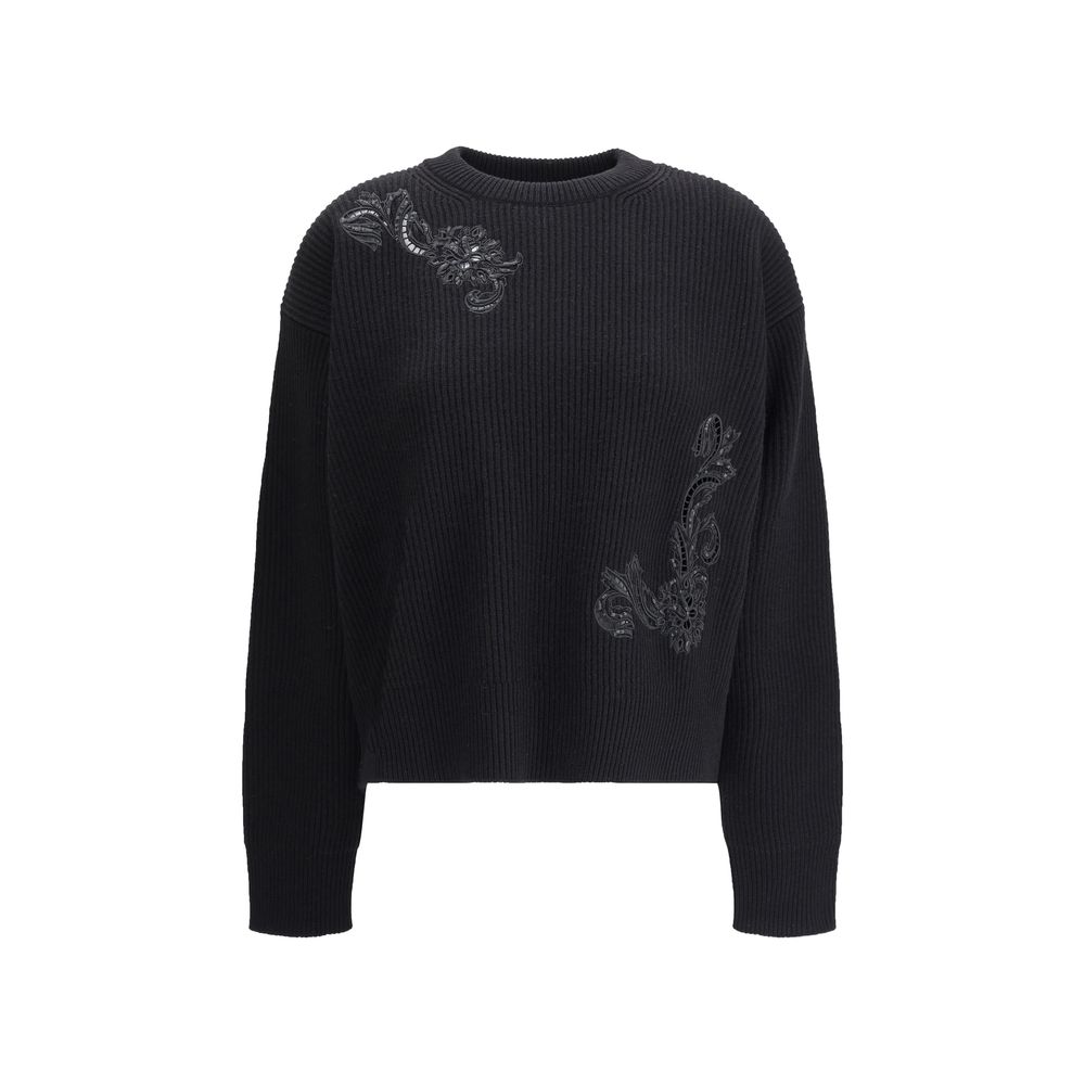 Versace Barocco Leaf Embroidered Sweater