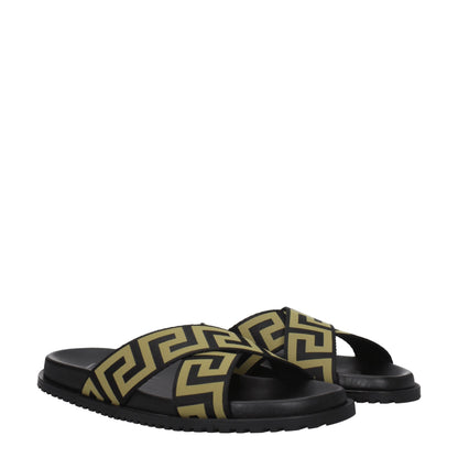 Versace Black Fabric Slippers Sandals