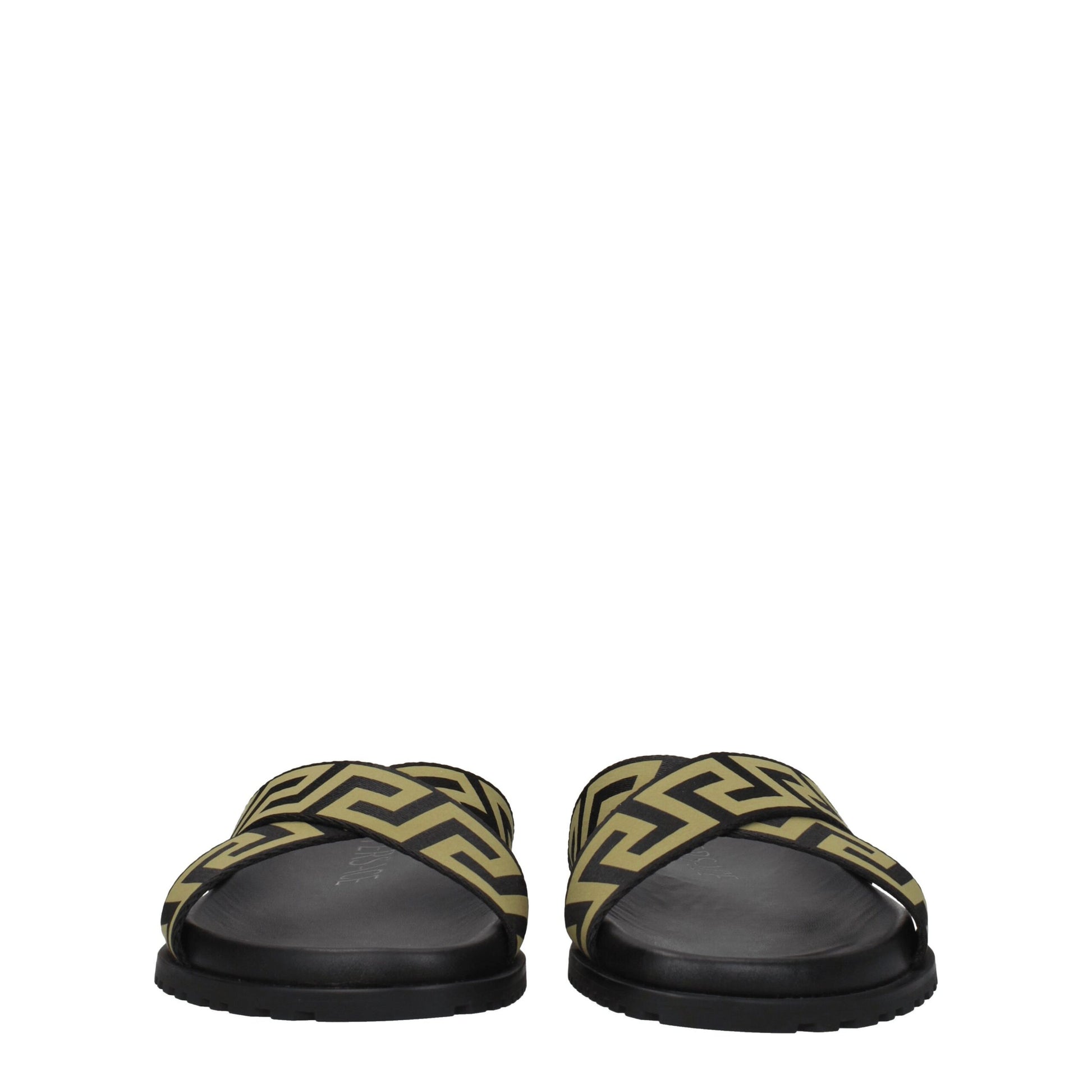 Versace Black Fabric Slippers Sandals