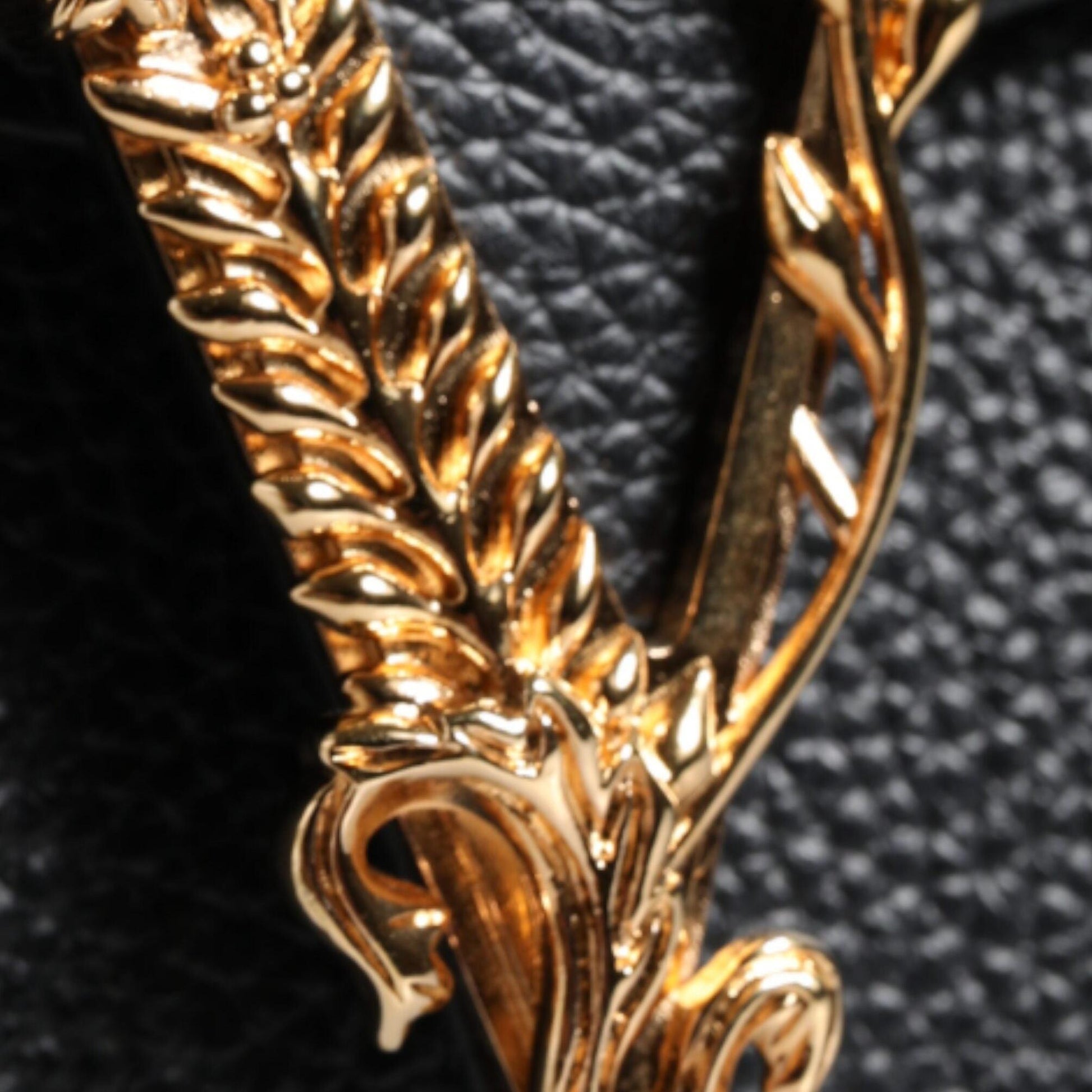 Versace Black Grainy Calf Leather Logo Crossbody Shoulder Bag