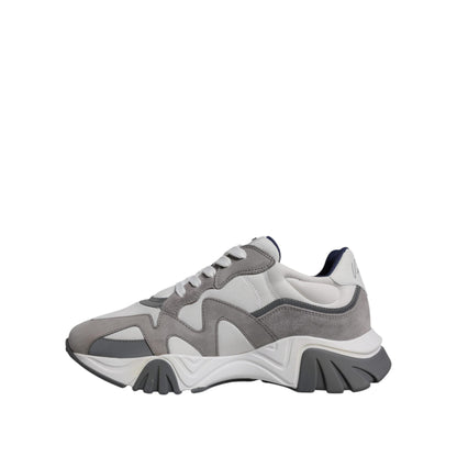 Versace Grey Leather Neoprene Chunky Low Top Squalo Sneakers Shoes
