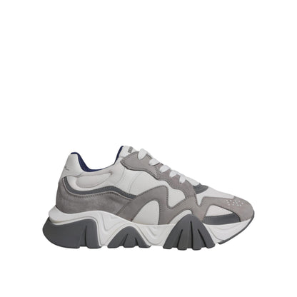 Versace Grey Leather Neoprene Chunky Low Top Squalo Sneakers Shoes