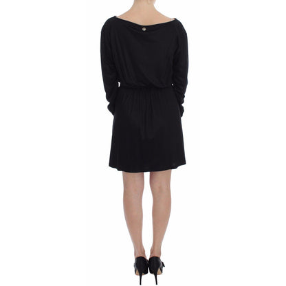 Versace Jeans Black Modal Silk Shift Knee Dress