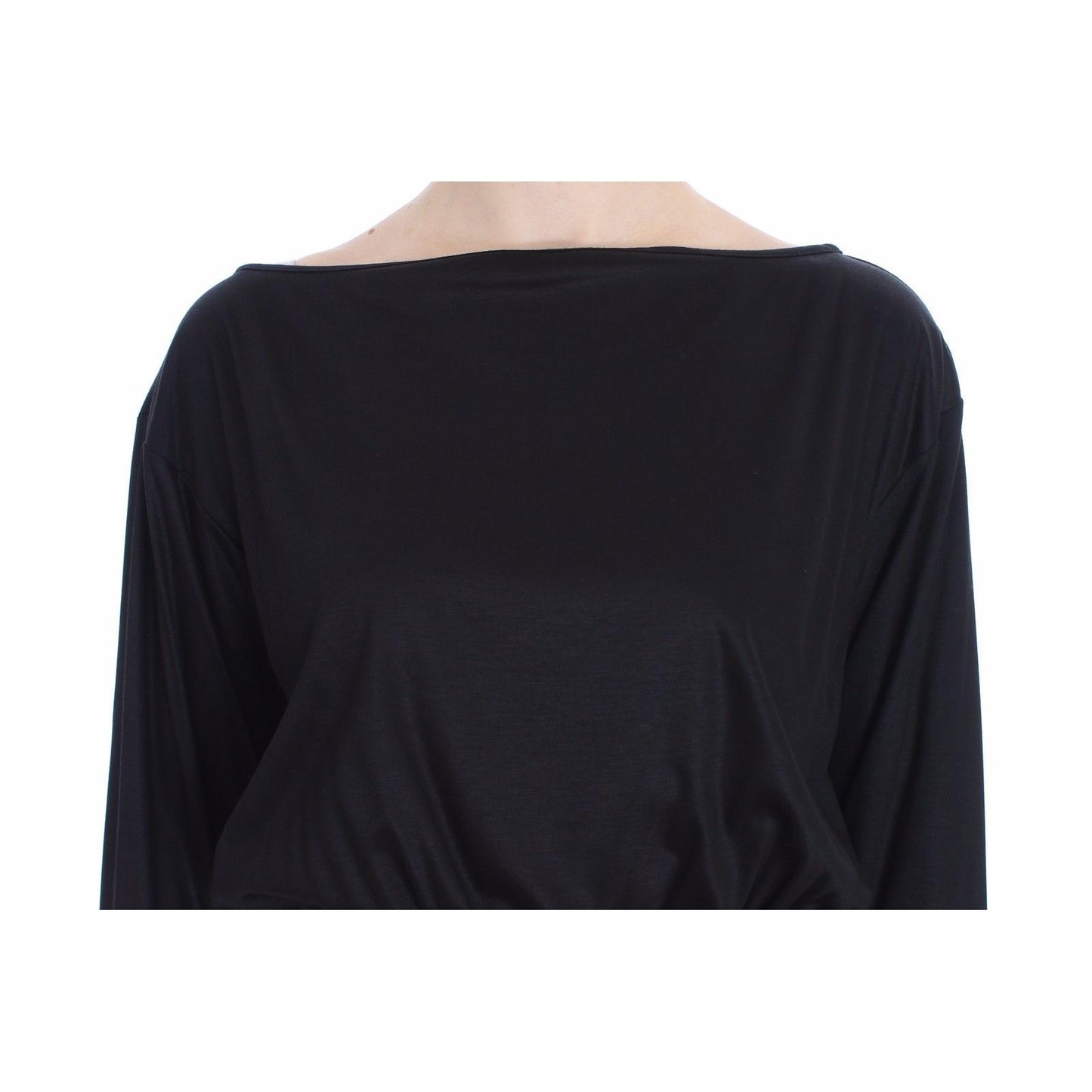 Versace Jeans Black Modal Silk Shift Knee Dress