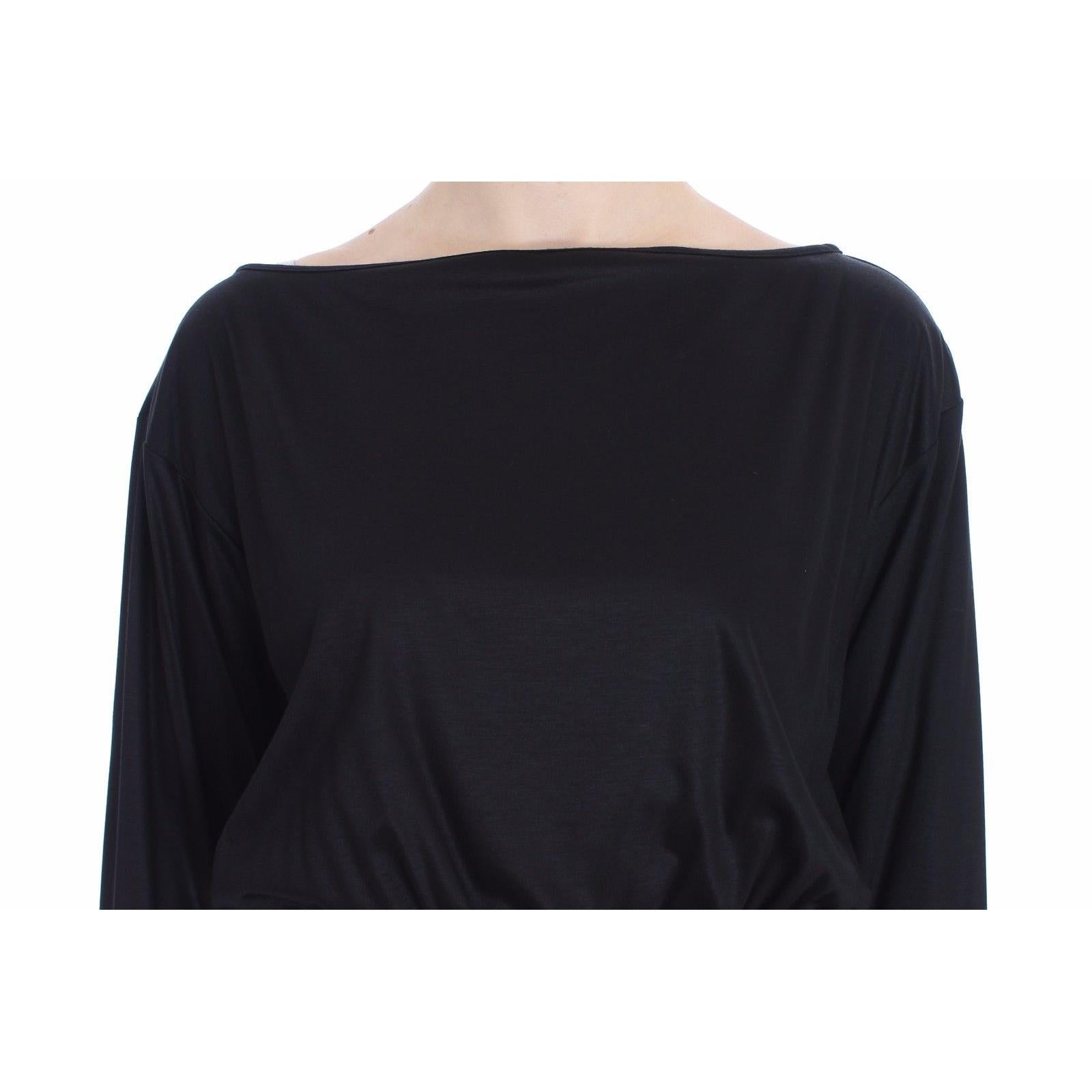 Versace Jeans Black Modal Silk Shift Knee Dress