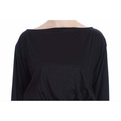 Versace Jeans Black Modal Silk Shift Knee Dress