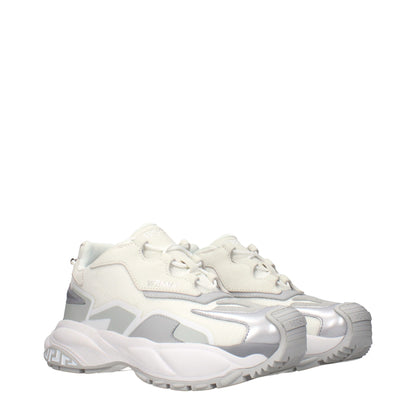 Versace White Fabric Chunky Sneakers